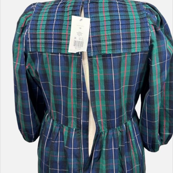 Crown & Ivy Navy Red Tartan Plaid Eyelet Hem Christmas Holiday Midi Dress SZ 16 - Picture 8 of 15